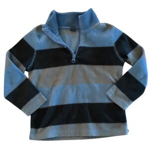 BABY GAP Navy Blue Grey Striped Quarter Zip Fleece Sweater
